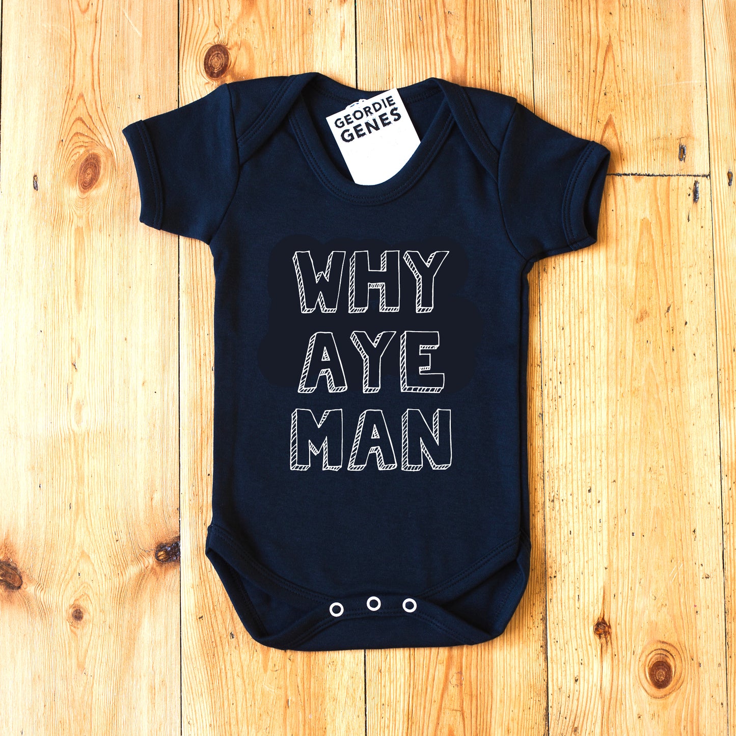 Geordie Genes Why Aye Man Baby Vest (Black)
