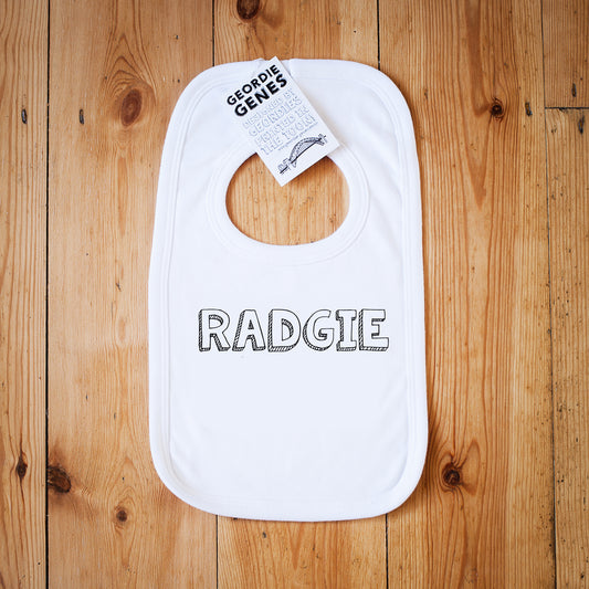 Geordie Genes Radgie Baby Bib (White)