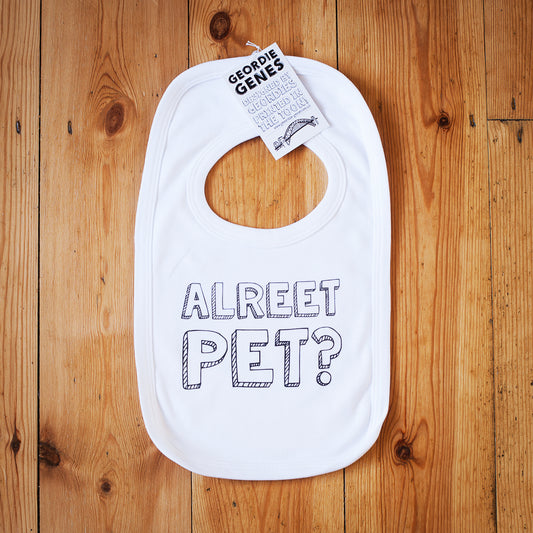 Geordie Genes Alreet Pet Baby Bib (White)