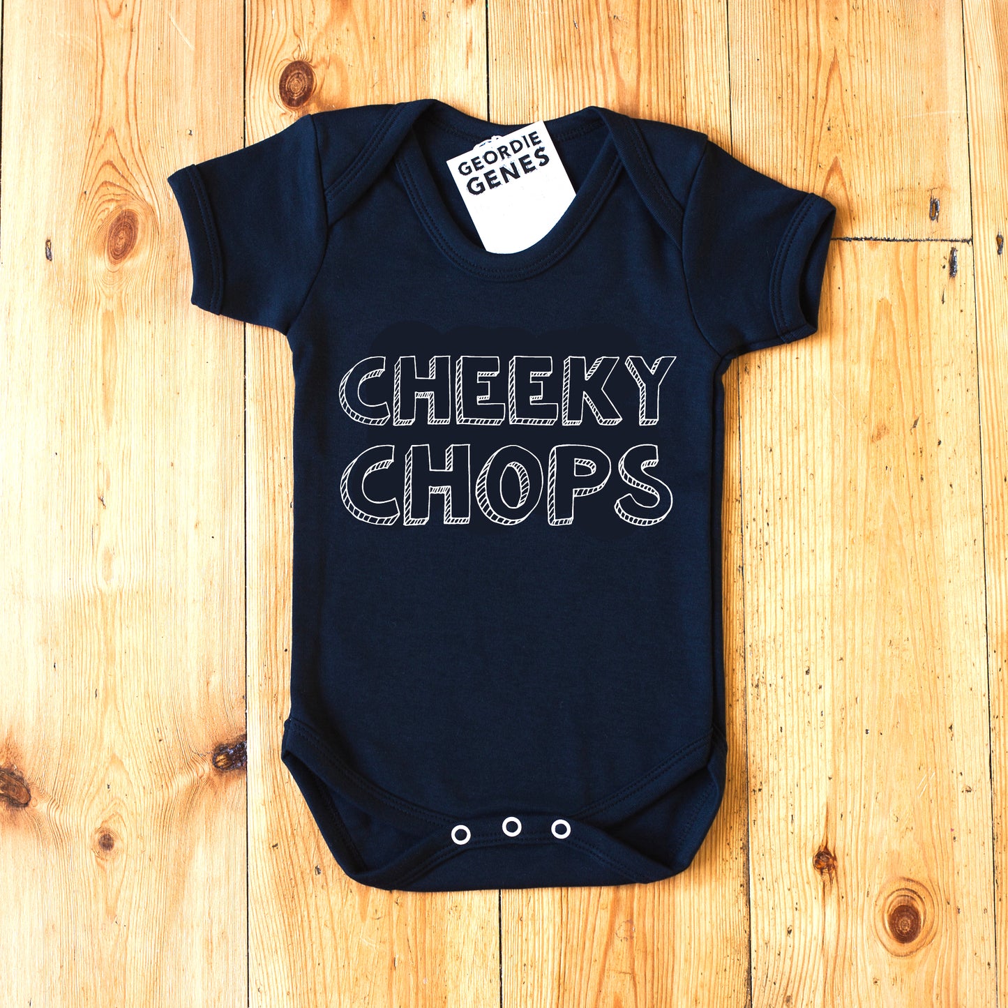 Geordie Genes Cheeky Chops Baby Vest (Black)