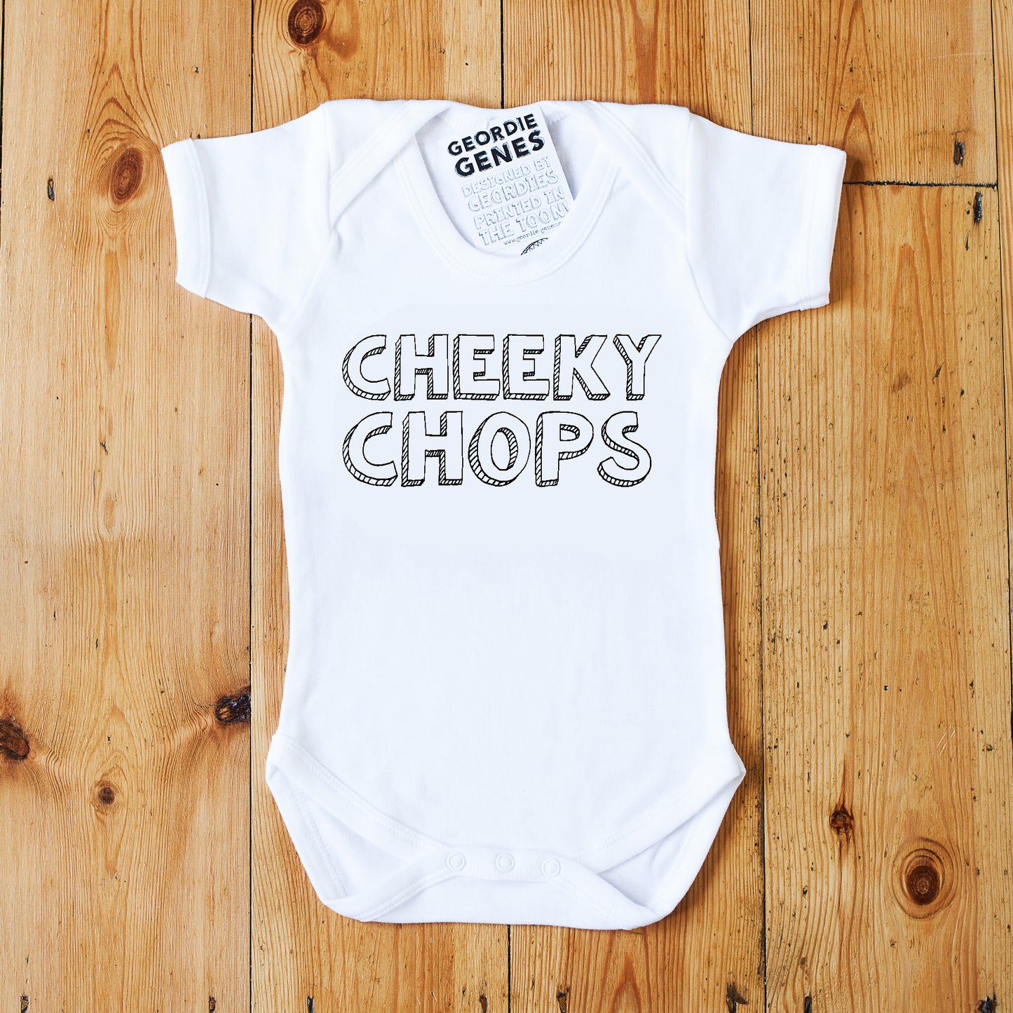 Geordie Genes Cheeky Chops Baby Vest (White)