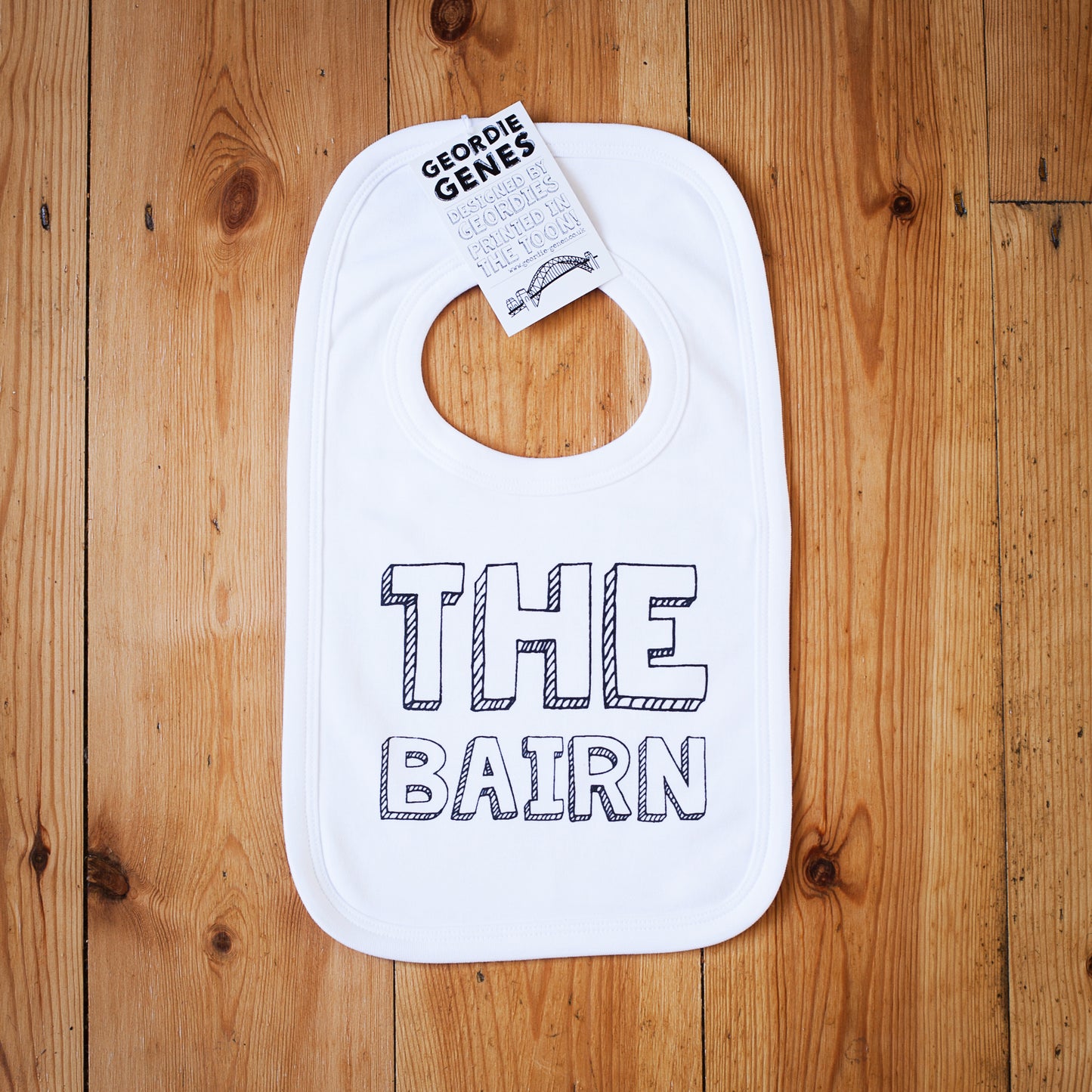 Geordie Genes The Bairn Baby Bib (White)