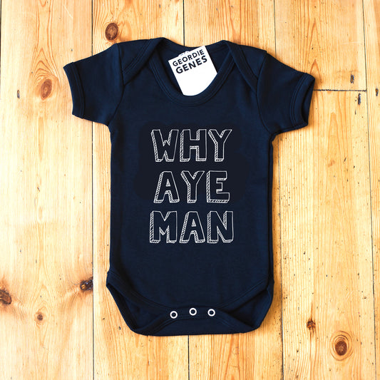 Geordie Genes Why Aye Man Baby Vest (Black)